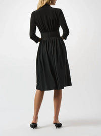 Joseph Ribkoff - Faux Wrap Belted 3/4 Sleeve Fit And Flare Dress