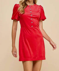 Tcec - Veronica Velvet Button Dress