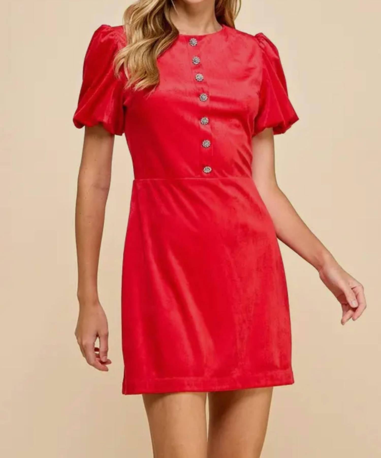 Tcec - Veronica Velvet Button Dress