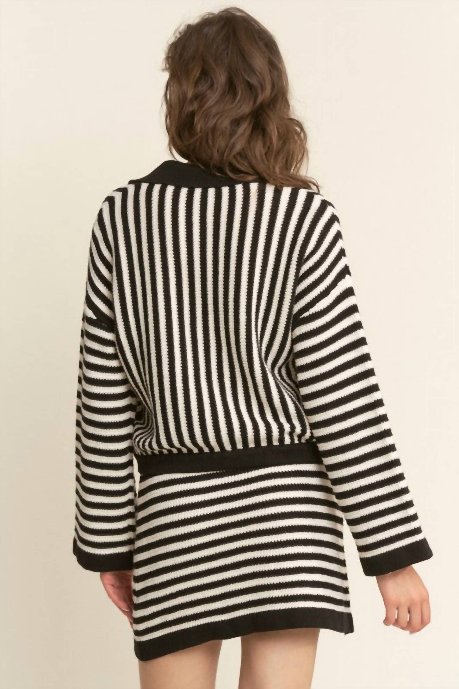 Hersy Knitted Wrap Skirt in black white - women's skirt - detail view