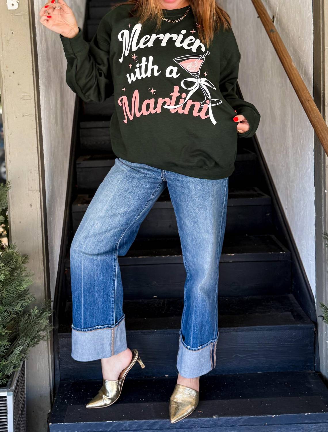 Sweet Claire - Merry Martini Christmas Sweatshirt