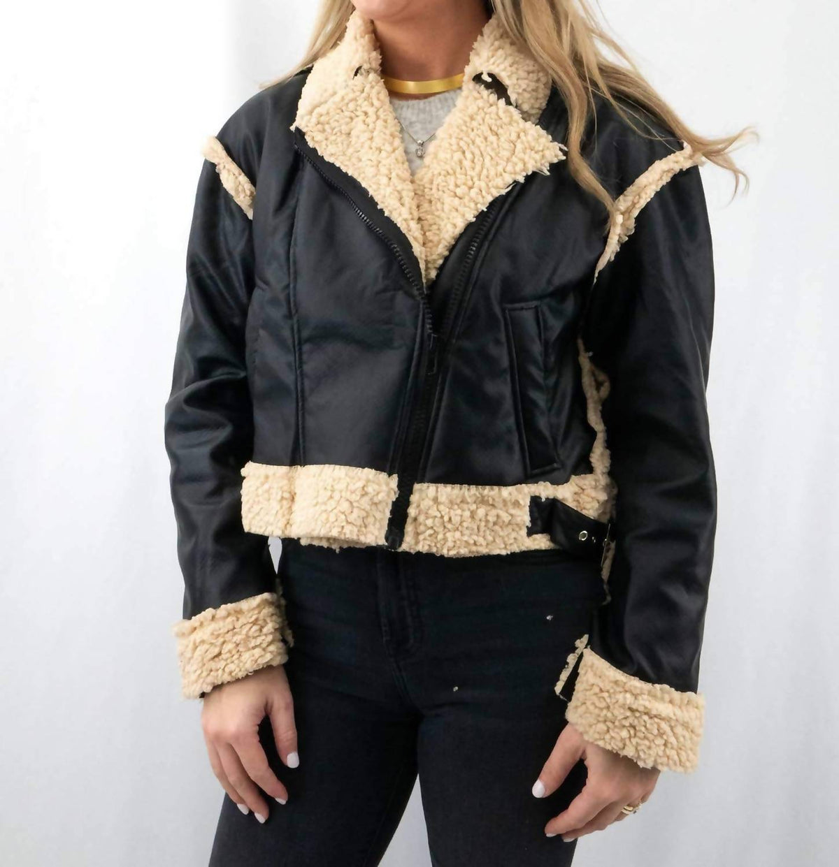 Olivaceous - Women's Sherpa And Faux Suede Jacket