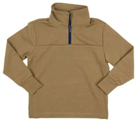 Blue Quail Clothing Co. Quarter Zip Performance Pullover Top in khaki - kids' long sleeve top - alternate view