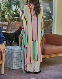 By Together - Striped Open Front Knit Cardigan