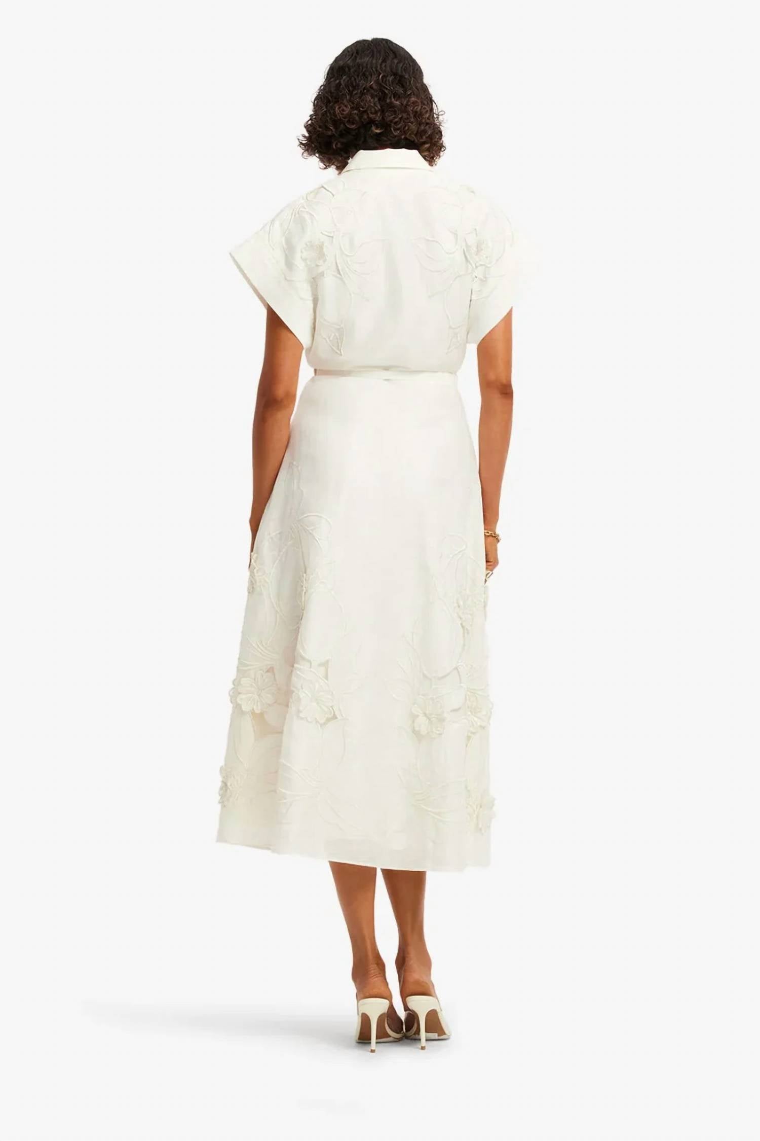 Leo Lin - Aubrey Applique Midi Shirt Dress