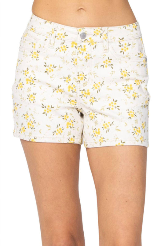 Flower Print Mid-Rise Shorts