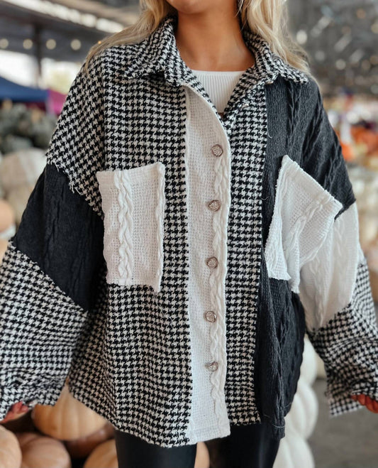 Pol - Houndstooth Sweater Shacket