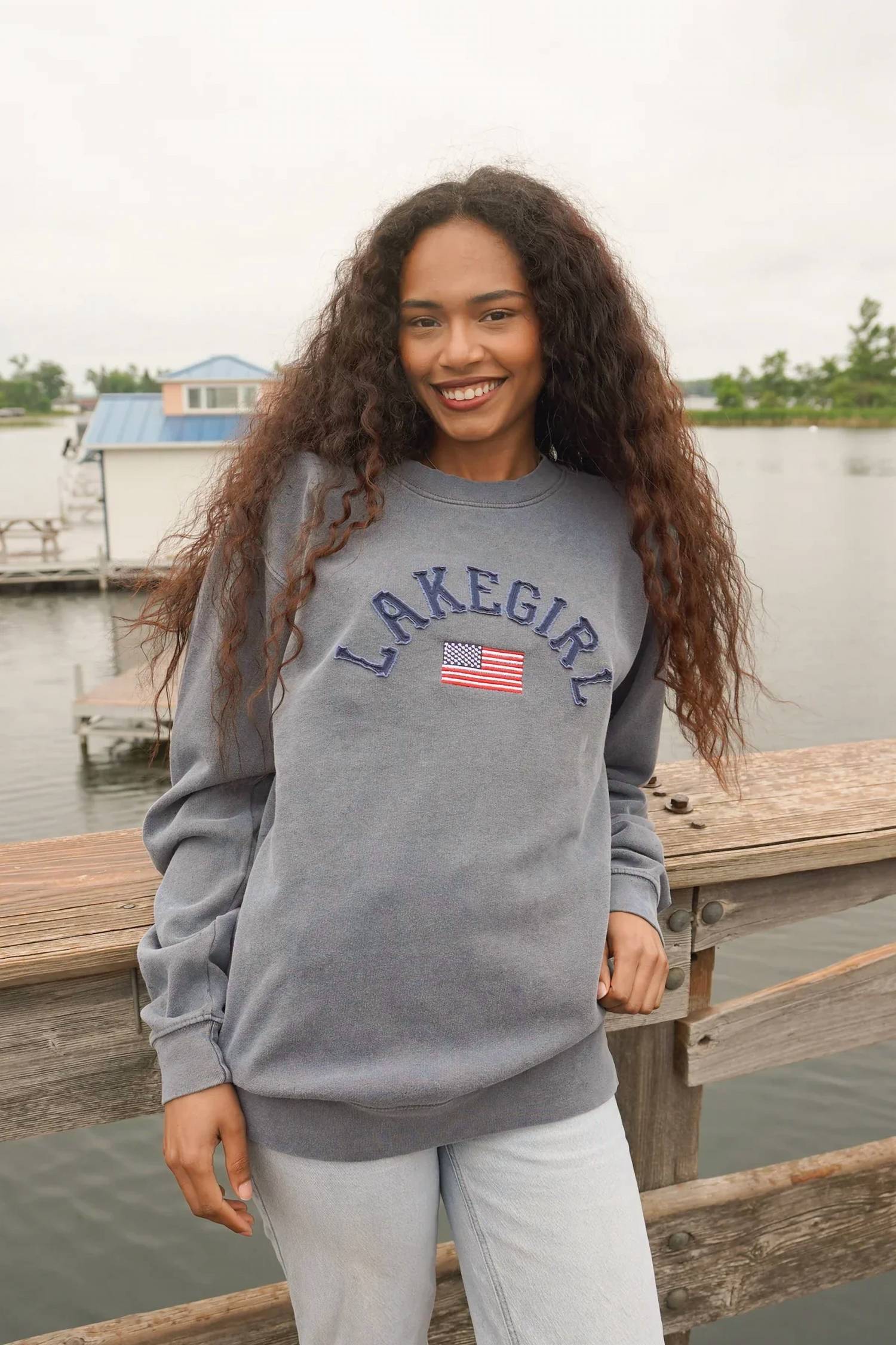 Lakegirl - All American Ringspun Fleece Crewneck Sweatshirt