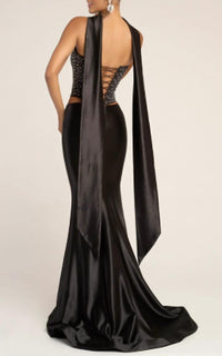 Portia&Scarlett - Beaded Crop Top Sheath Dress With Scarf