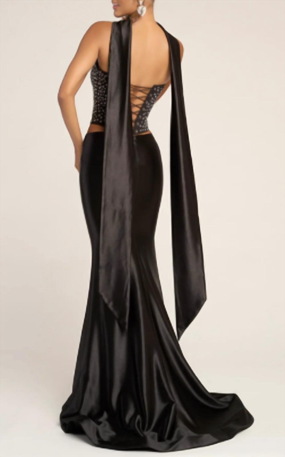 Portia&Scarlett - Beaded Crop Top Sheath Dress With Scarf