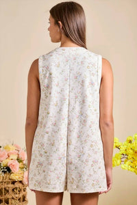 Main Strip - Floral Tie Front Sleeveless Romper