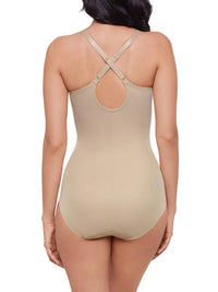 Miraclesuit Sexy Sheer Shaping Padded Cup Bodysuit in beige - women's shirt - alternate view