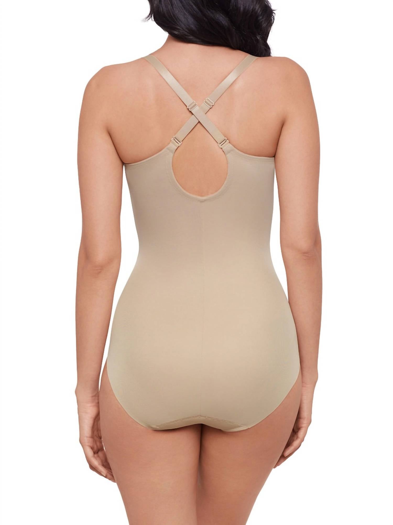 Miraclesuit Sexy Sheer Shaping Padded Cup Bodysuit in beige - women's shirt - alternate view
