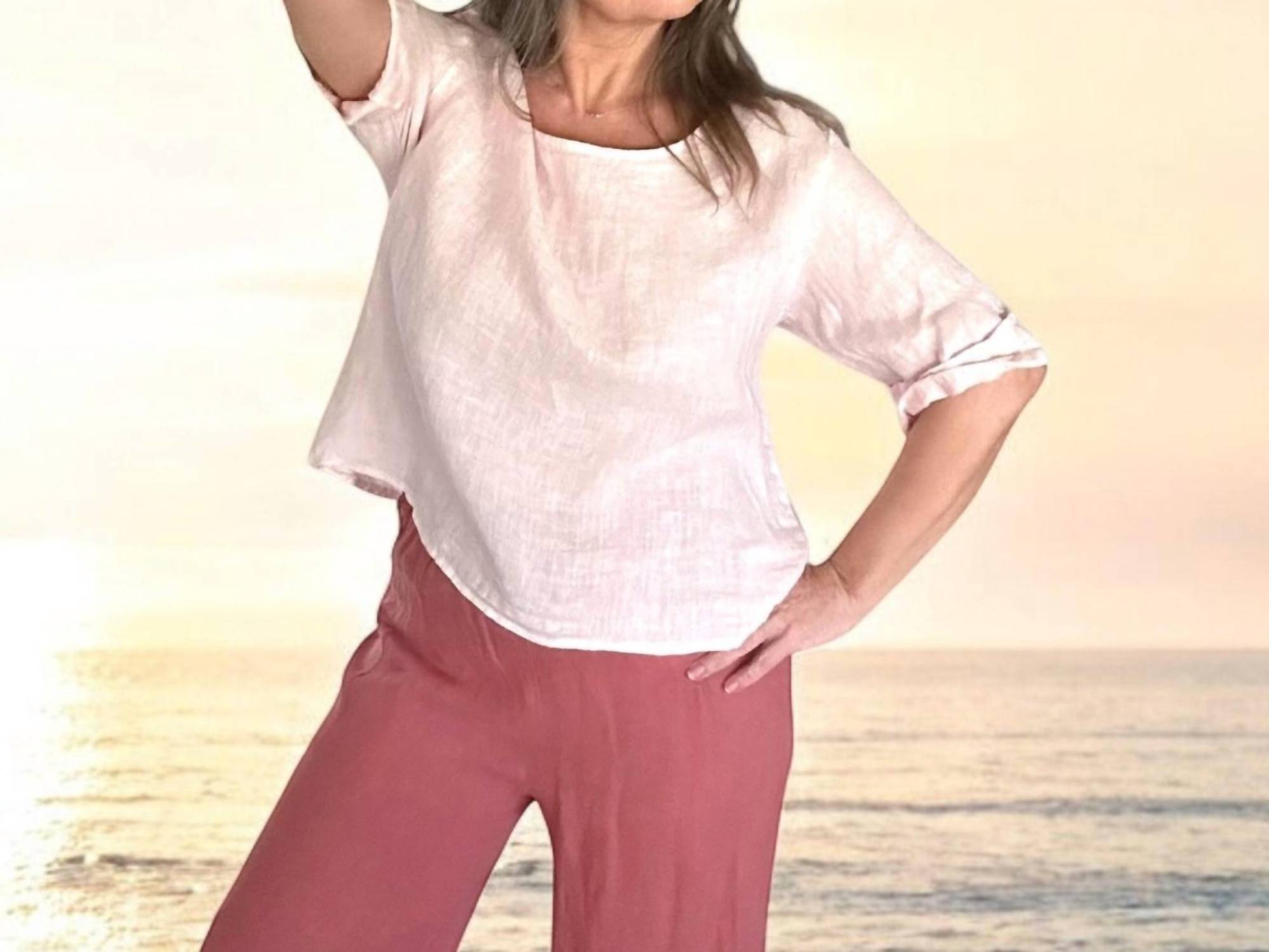 Made In Italy - Serenity Button Back Linen Top