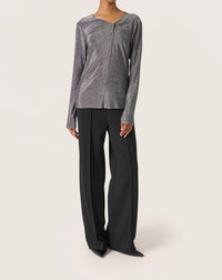 Soaked In Luxury - Skylara Knotted Long Sleeve Glitter Top