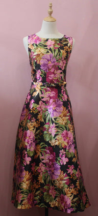 FLYING TOMATO A Printed Woven Midi Dress in black - women's dress