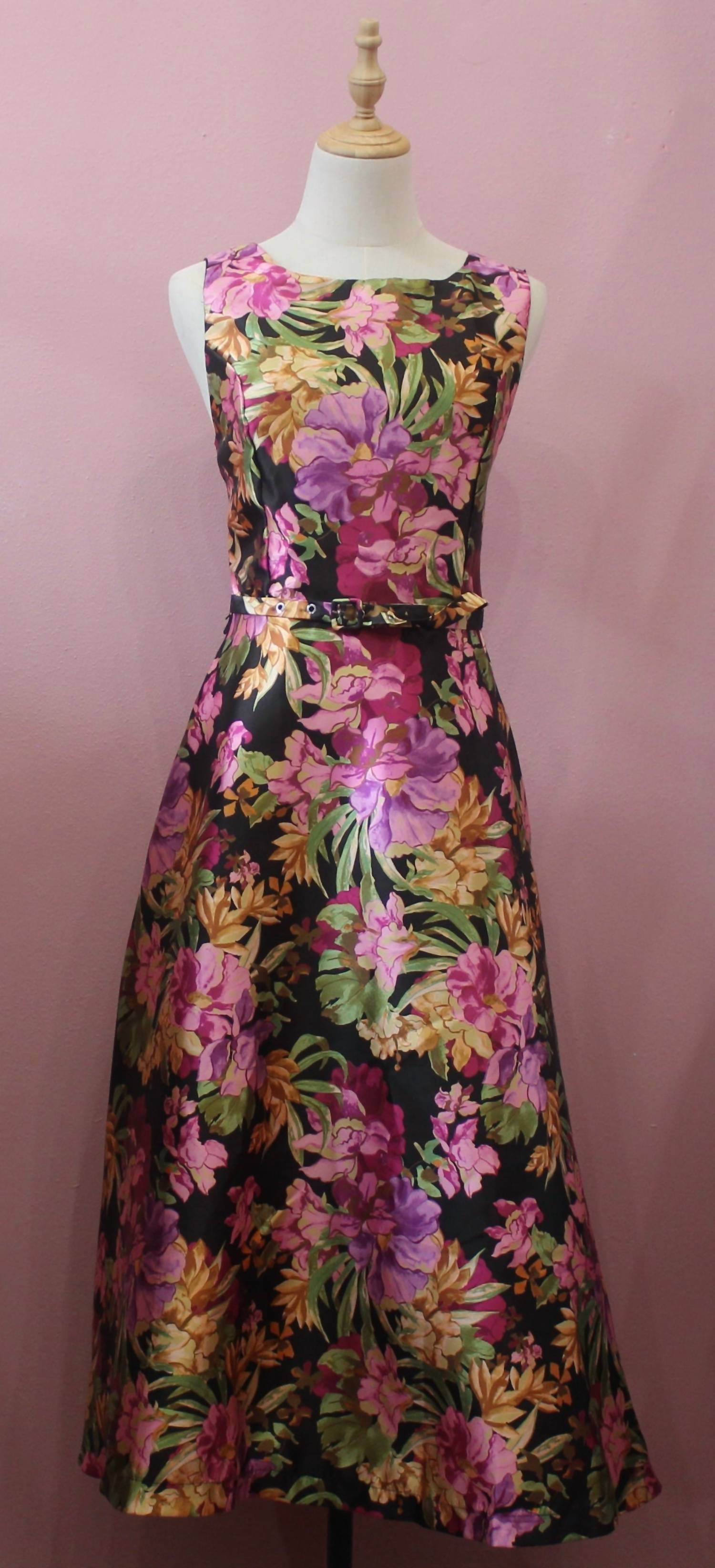 FLYING TOMATO A Printed Woven Midi Dress in black - women's dress