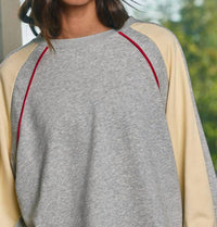 Bucketlist - Piping Details Color-block Knit Pullover Top