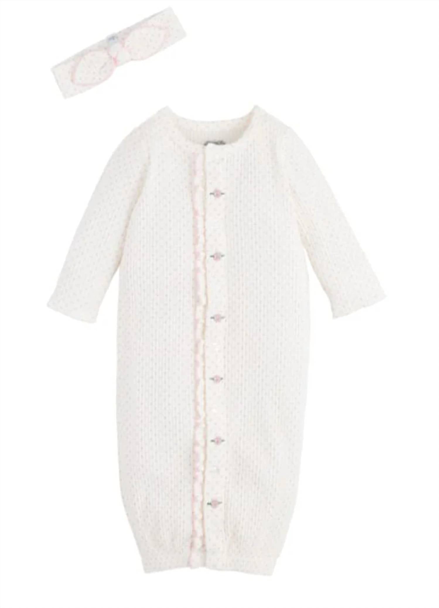 Mudpie - Girl's Rosette Polka Dot Gown