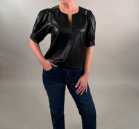 Fifteen Twenty - Poof Faux Leather Blouse