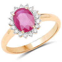 Diana M Jewels Women's Oval Natural Ruby Fashion Ring (1.51 Ct) - Classic in 14k yellow gold - women's jewelry