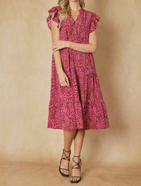 Entro - Floral Tiered Ruffle Midi Dress