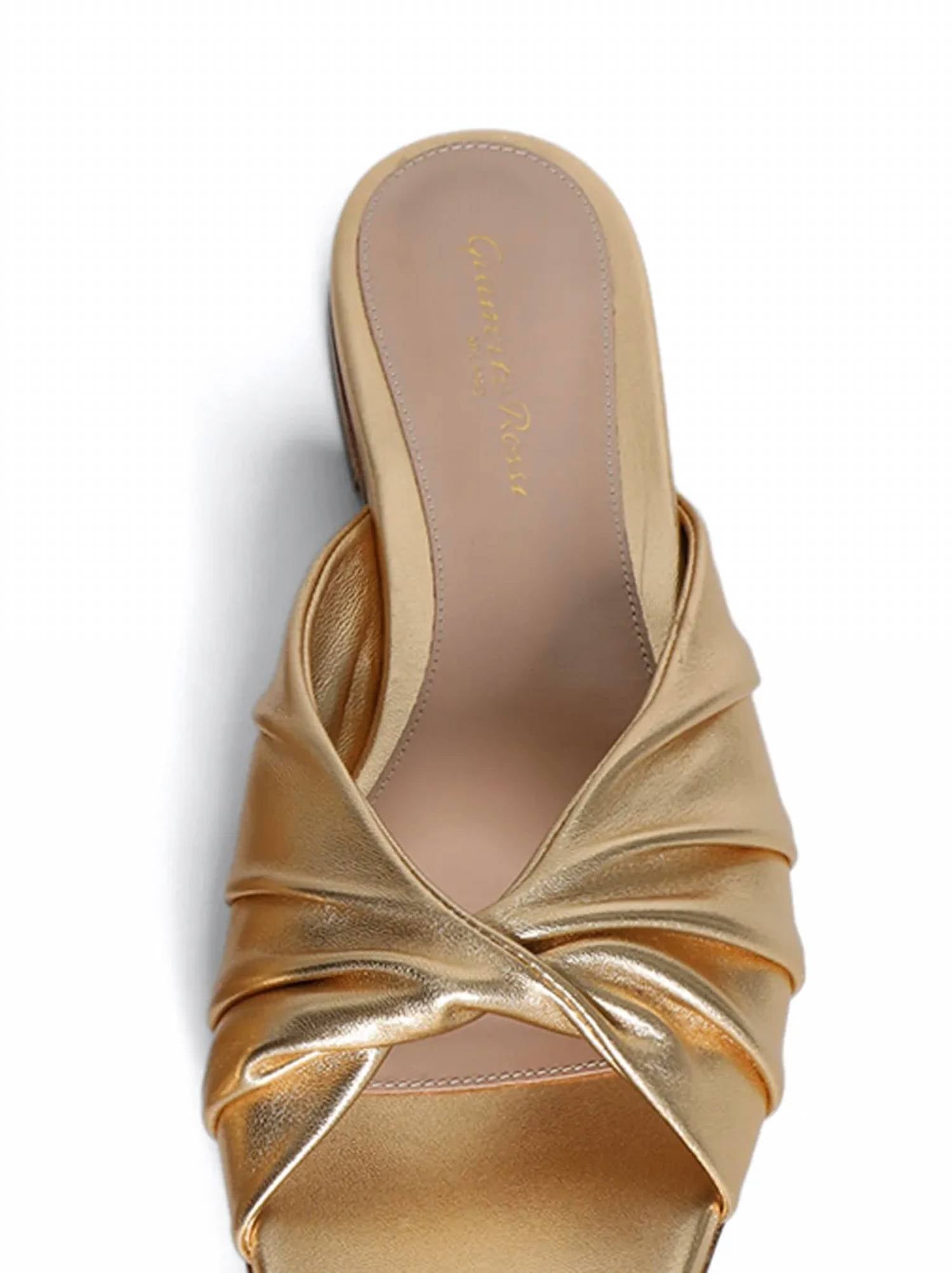 Gianvito Rossi - Women's Draped Metallic Nappa Silk Flat Mules