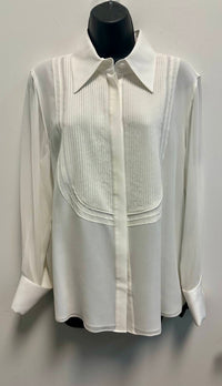 Lafayette 148 - Silk Button Down Tuxedo Blouse