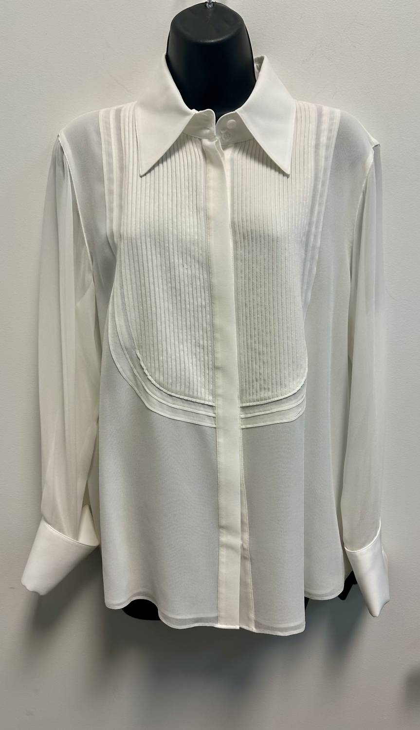 Lafayette 148 - Silk Button Down Tuxedo Blouse