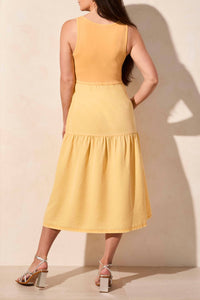 Tribal - Mixed Media Tiered Midi Sleveless Dress