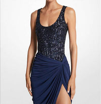 Michael Kors - Sequined Stretch Tulle Scoop Neck Bodysuit