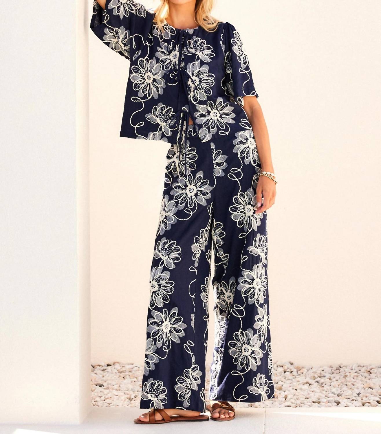 Fifteen Twenty - Women's Adara Embroidered Wide-leg Pants