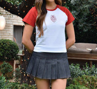 8apart Lucky Bow Baseball Tee in white - women's t-shirt