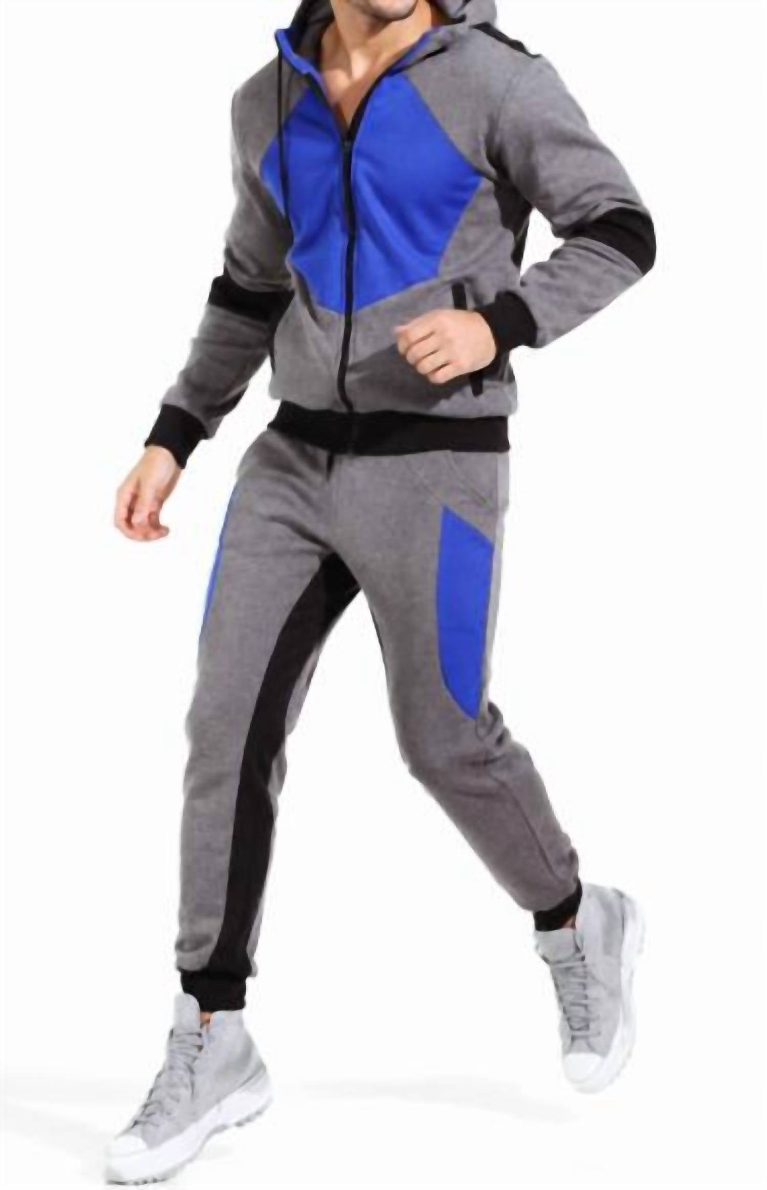 The Athletic Side Of Us The Builder Set – Organic Cotton Zip Hoodie & Tapered Sweatpants in gray - men's item - detail view