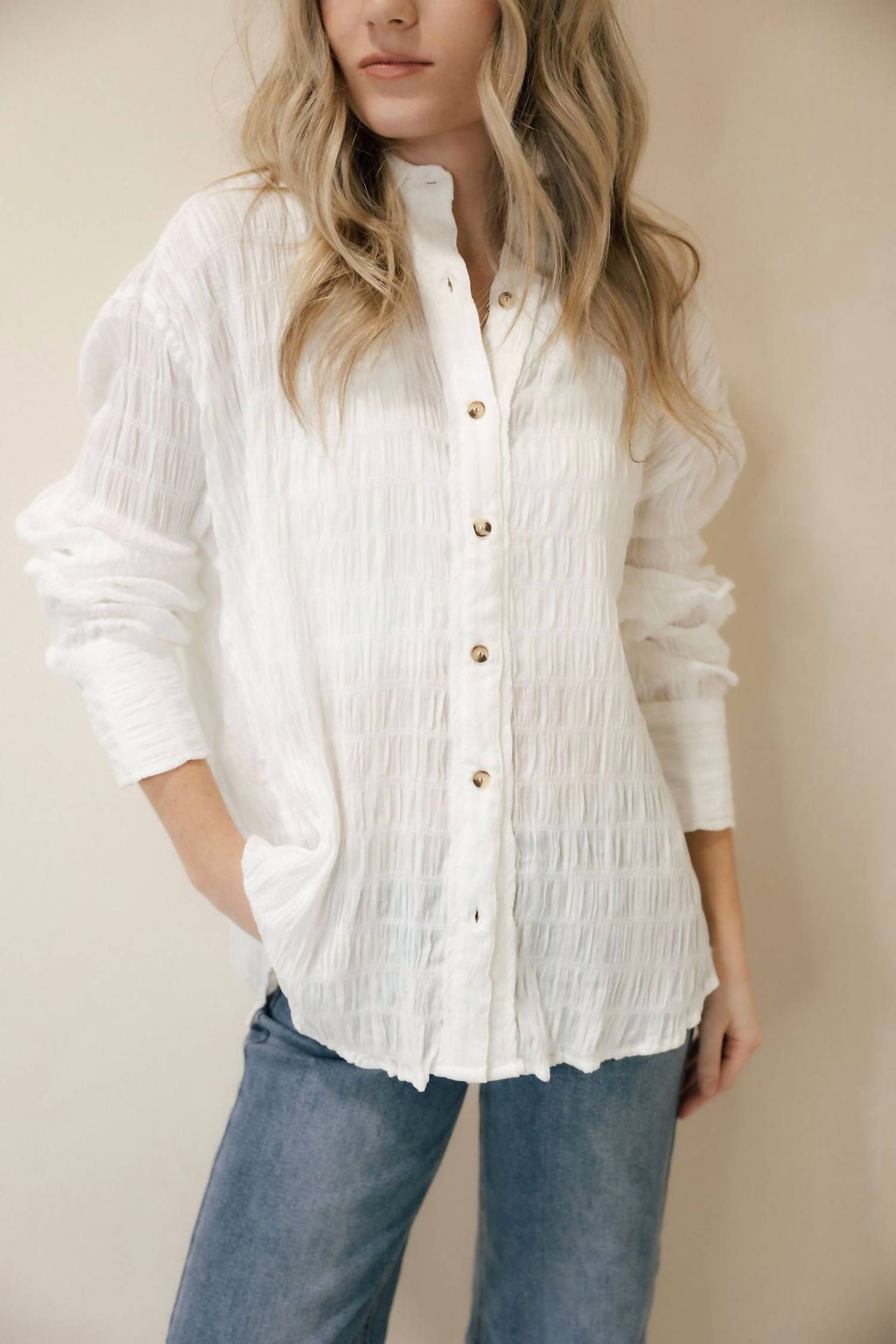Hem & Thread - Calla Crinkle Button Up Top