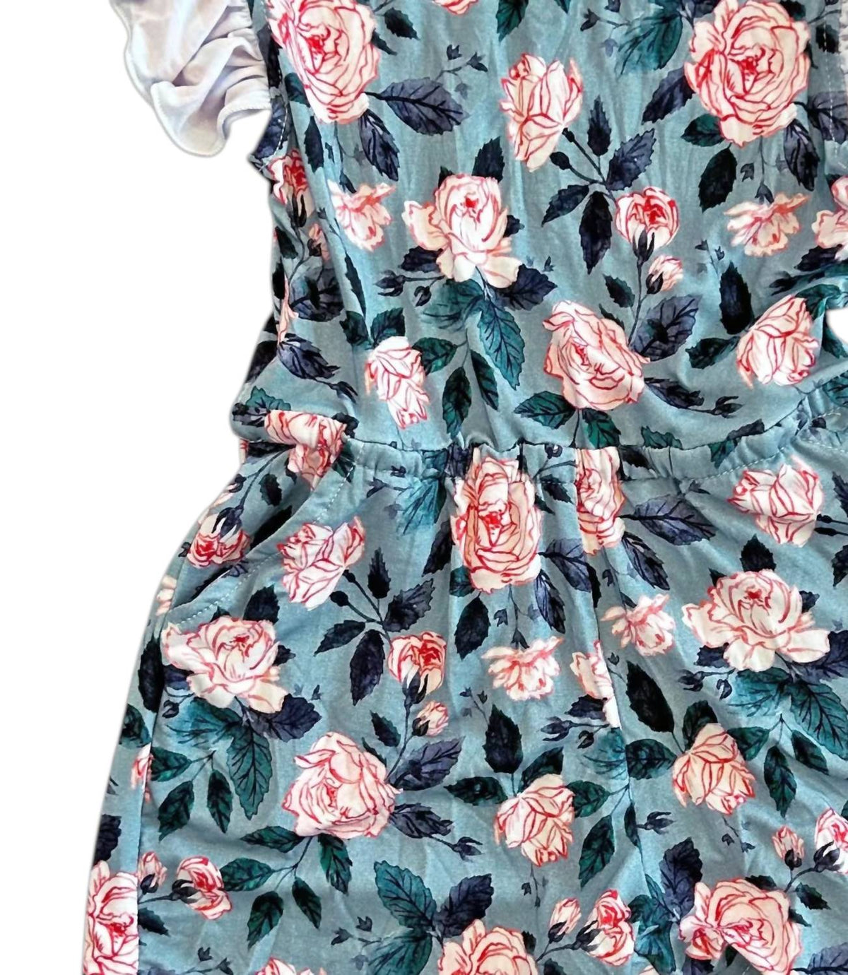 Laree + Co. - Girl's Evelyn Floral Bamboo Short Leggy Romper