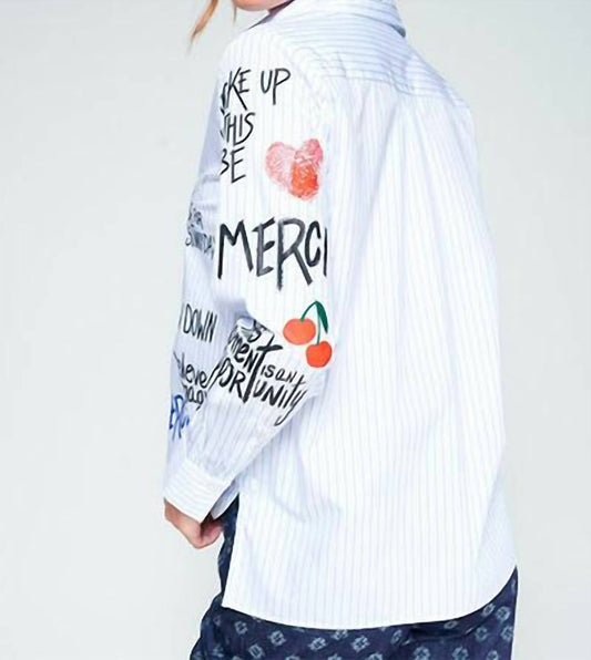 Vilagallo - Graffiti Striped Shirt