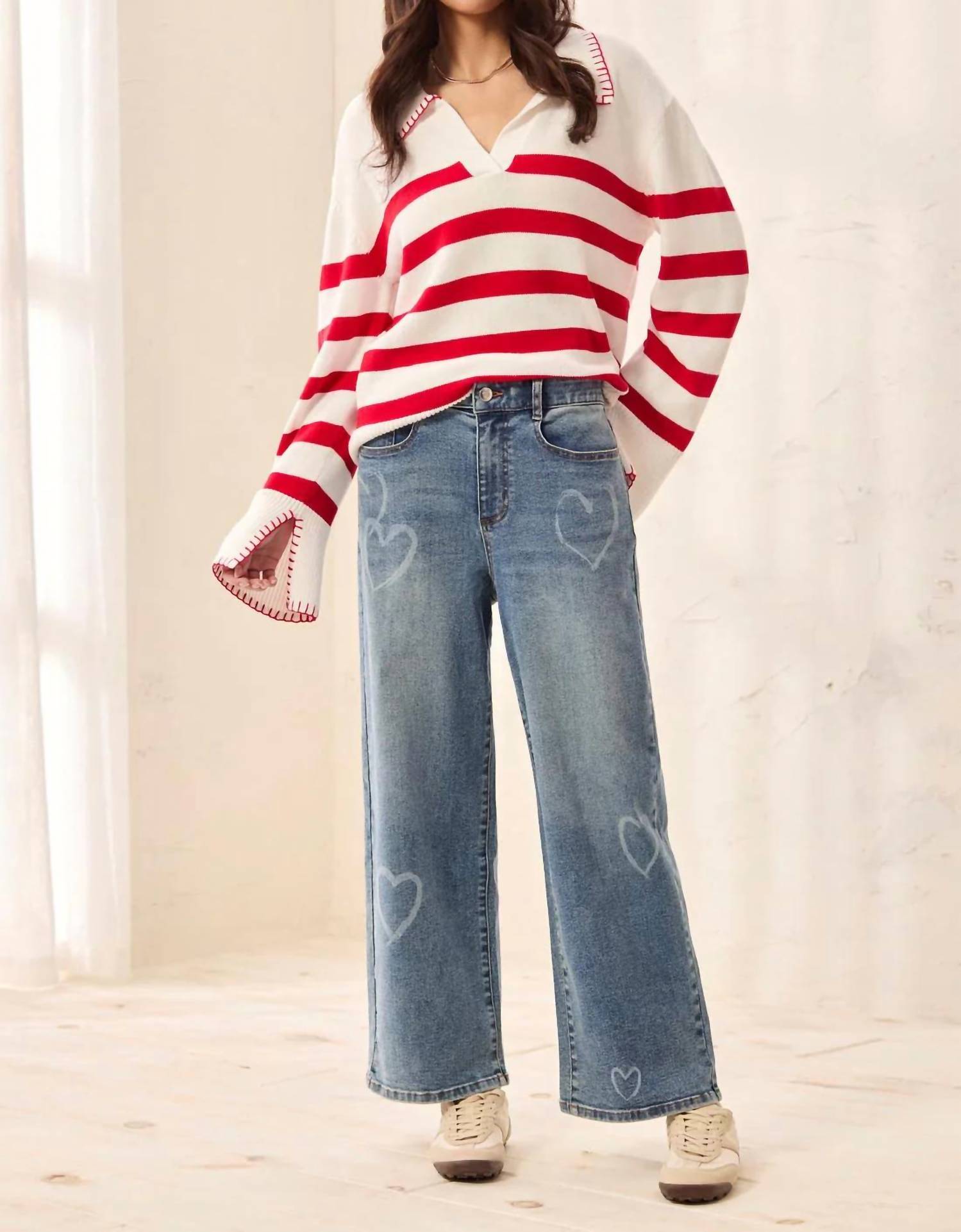 Mb By Tribal - Sophia Curvy Super Straight Denim With Printed Detail