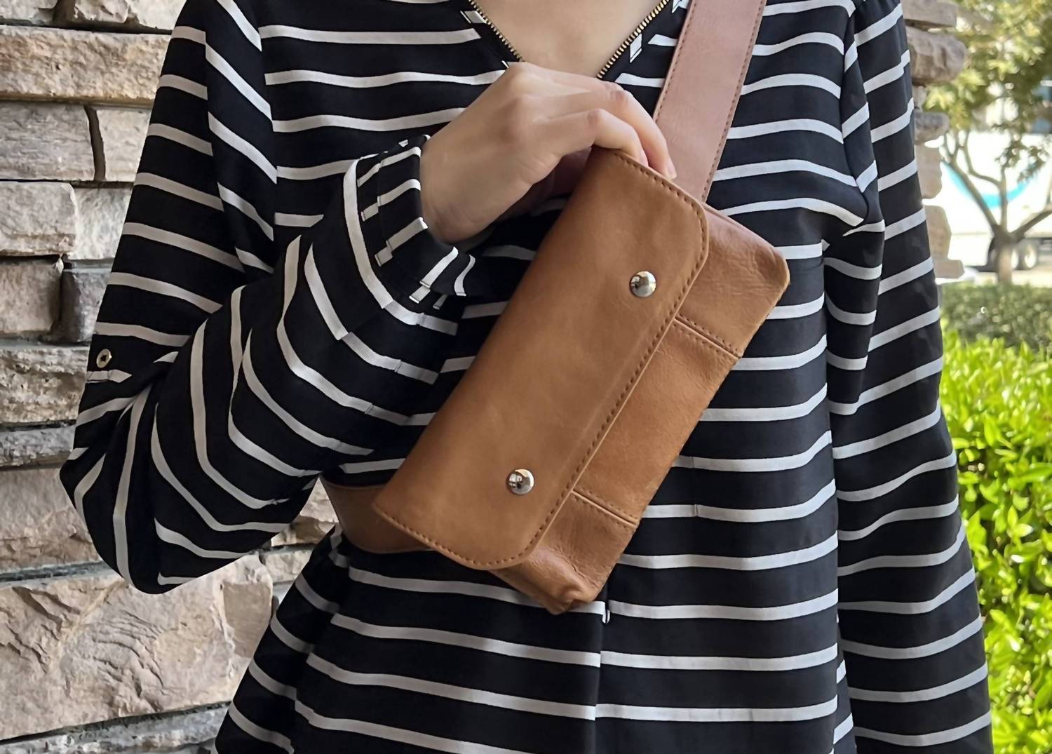 Roma Leathers Women's Sling Bag Fanny Pack in natural brown - women's bag - view 7