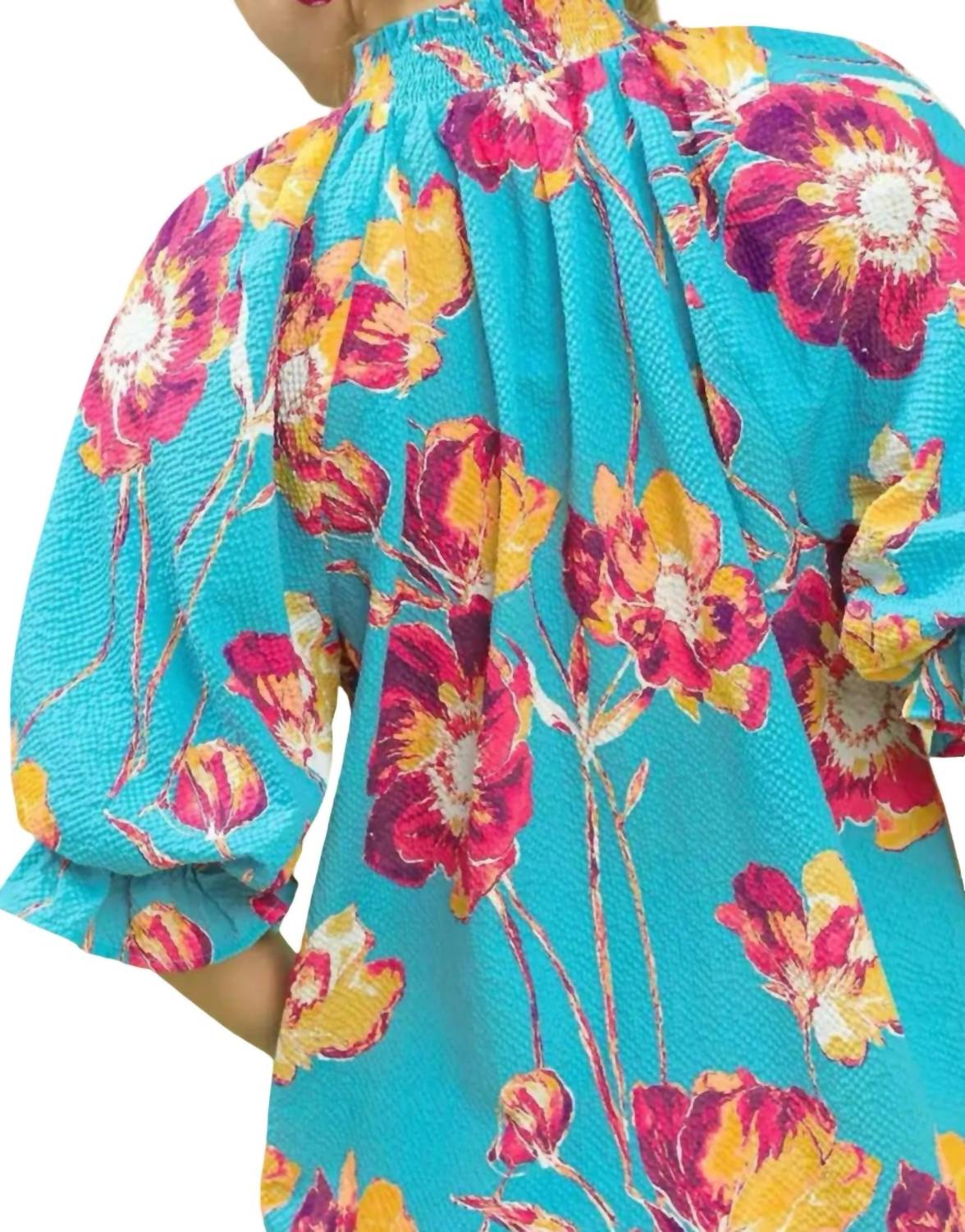 Style Usa - Mix Floral Puff Sleeve Top