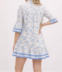 Entro - Surrey Toile Print Mini Dress With Contrast Trim