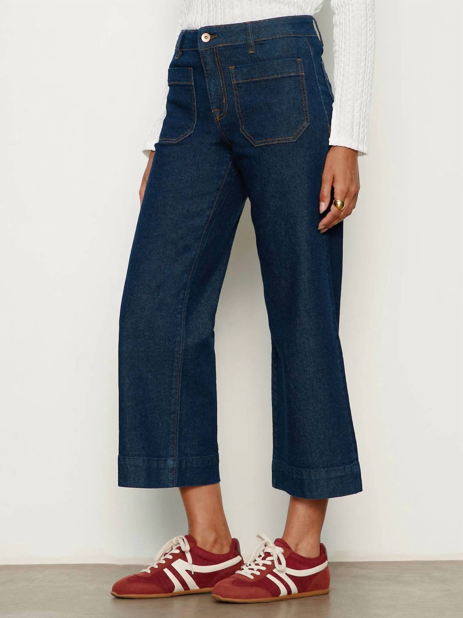 Sanctuary Marine Wide Leg Jeans in magnetic - women's jeans - detail view