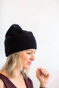 Guest In Residence Women's Rib Cuff Cashmere Beanie in residence women s rib cuff cashmere beanie in black - women's hat - alternate view