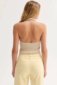 Crescent - Mila Cowl Neck Halter Knit Top
