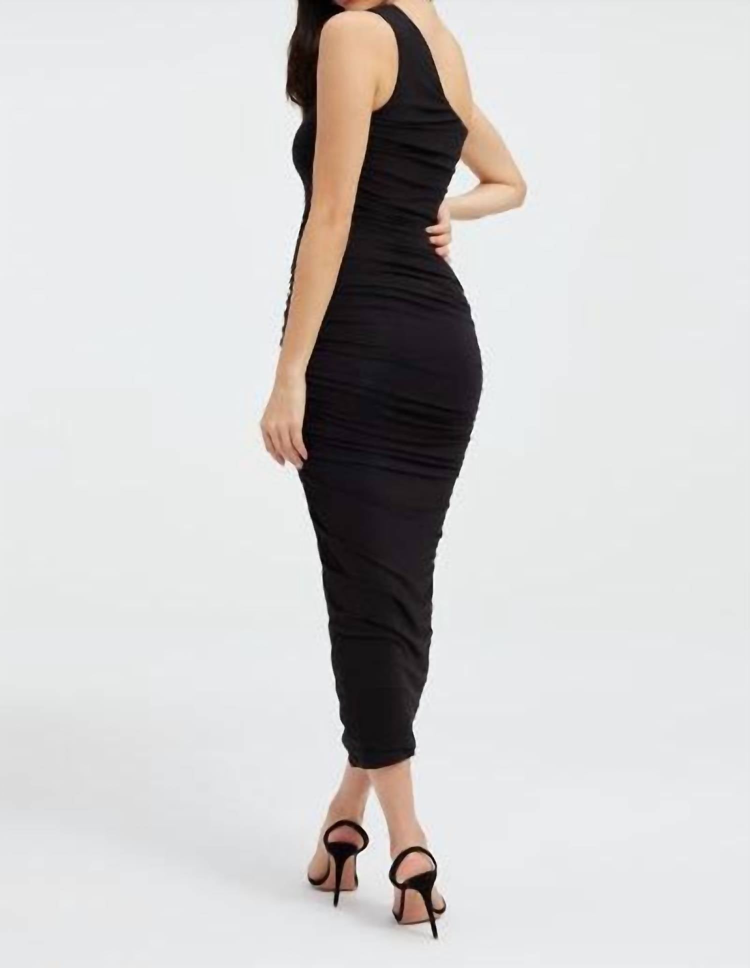 Good American - Ruched One Shoulder Midi Dress
