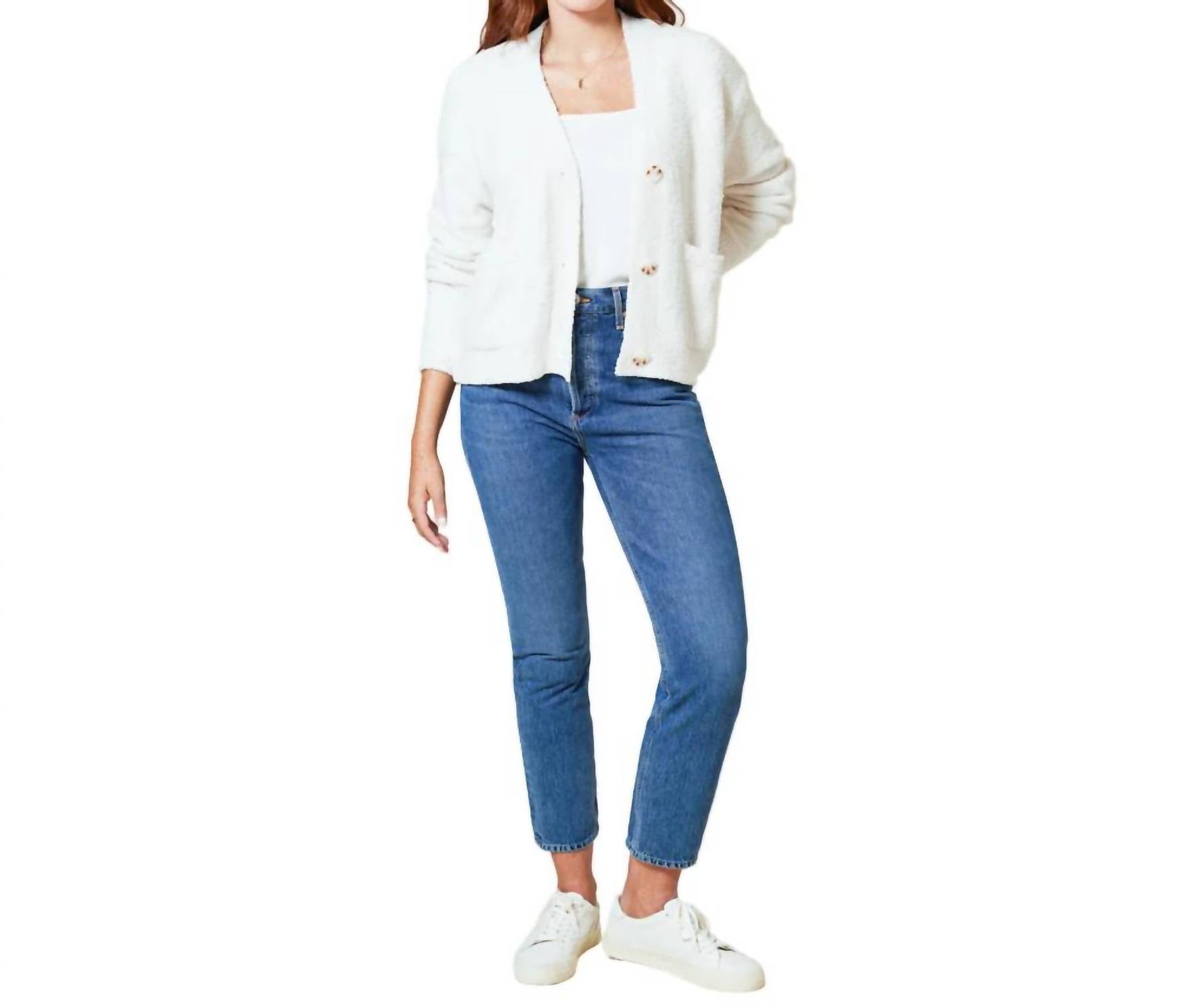 Softies - Solid Marshmallow Crop Cardigan