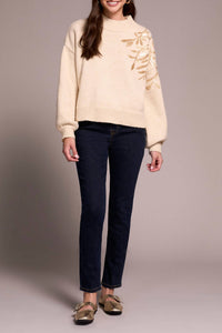 TRIBAL Mock Neck With Sequins Sweater in latte - women's sweater