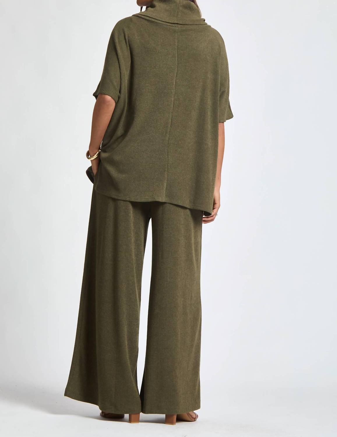 Dear Scarlett - Cowl Neck Top and Relaxed Pants 2 Piece Set