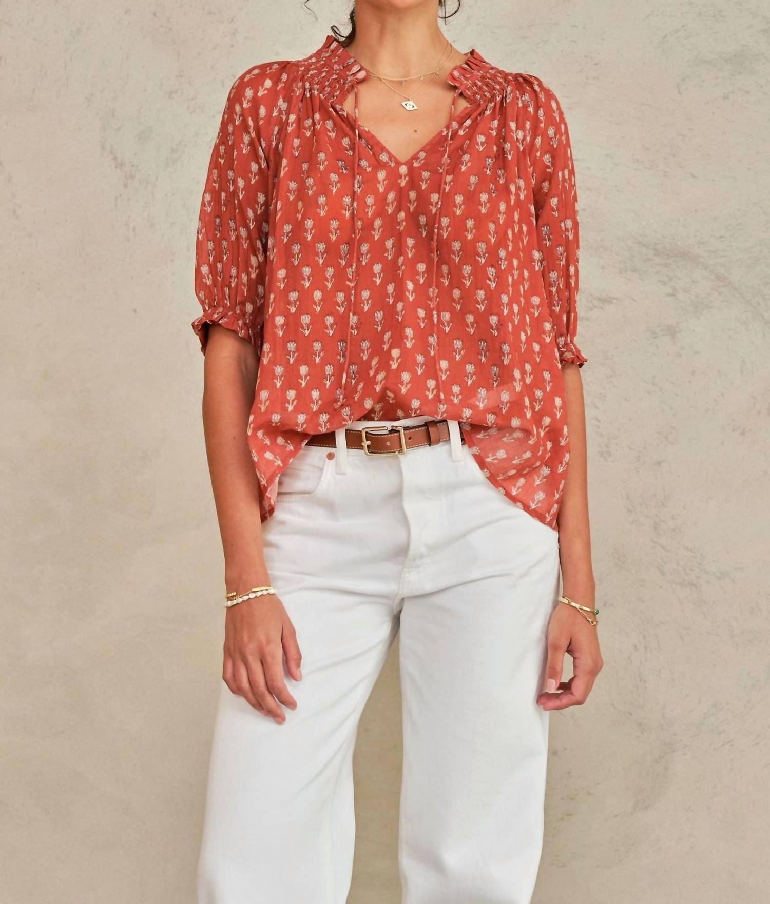 M.A.B.E. - Ari Print Short Sleeve Top