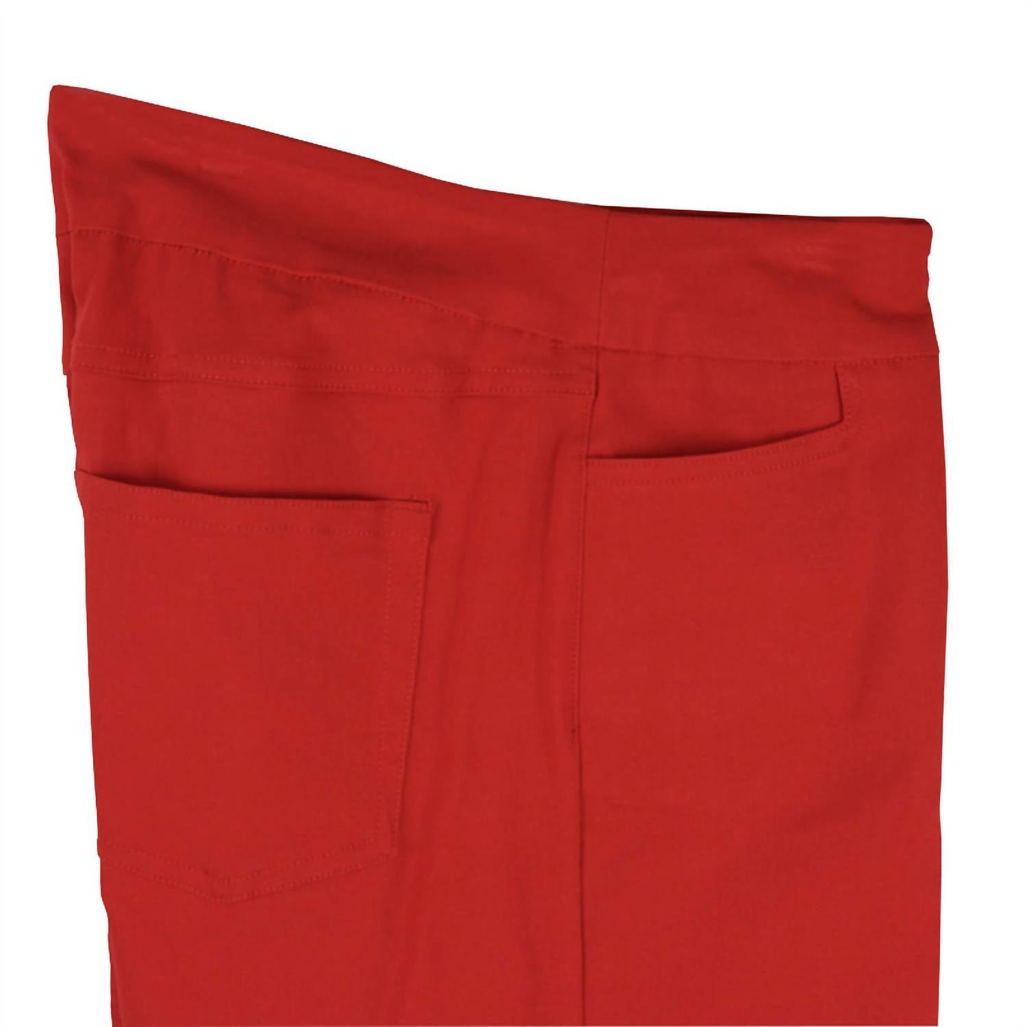 Thin Her Women's Pull On Wide Leg Crop Pants in red - women's pants - detail view